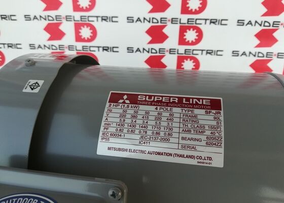 Nuova Mitsubishi SF-JR, .75kW/1HP, 3410 RPM, 80M Frame, 480 VAC, 1,39 Amps, 2 Pole,